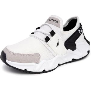 imageNautica Kids Running Sneakers  Comfortable Shoes for Boys and Girls  Sizes for Big ampamp Little Kids LaceUpBungee ManalapinWhite Blackmikyle