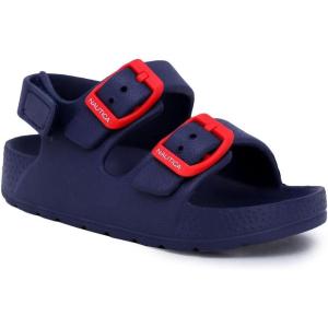 imageNautica Kids Toddler Open Toe Sandal 2 Buckle Straps EVA Comfort Slide Outdoor Back Strap Casual Sandals Float Boat Boy  GirlToddlerLittle KidNavy Red