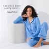 imageNautica 2Piece Notch Collar Pajama Set for Women ButtonUp Top ampamp Drawstring Pants Cotton Blend LightweightNavy