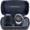 imageNautica Mens NAPNOS306 One Recycled 85 Stainless Steel Bracelet ampamp Black Silicone Strap Watch