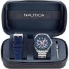 imageNautica Mens NAPTCS304 Tin Can Bay Recycled 85 Stainless Steel Bracelet ampamp Blue Silicone Strap Watch