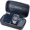 imageNautica Mens NAPTCS304 Tin Can Bay Recycled 85 Stainless Steel Bracelet ampamp Blue Silicone Strap Watch