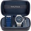 imageNautica Mens Stainless Steel Bracelet ampamp Blue Rubber Strap Watch Model NAPBOS406