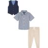 imageNautica babyboys 4piece Suit Set With Dress Shirt Vest Pants and Bow TieKhaki Short Sleeve