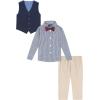 imageNautica babyboys 4piece Suit Set With Dress Shirt Vest Pants and Bow TieKhakiNavyRed