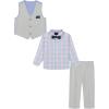 imageNautica babyboys 4piece Suit Set With Dress Shirt Vest Pants and Bow TieLight GreyPlaid