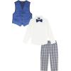 imageNautica boys 4 piece Formal Suit Set Vest Pants Collared Dress Shirt and TieBlue Velvet
