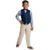 imageNautica boys 4 piece Formal Suit Set Vest Pants Collared Dress Shirt and TieKhaki