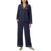imageNautica 2Piece Notch Collar Pajama Set for Women ButtonUp Top ampamp Drawstring Pants Cotton Blend LightweightNavy