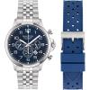 imageNautica Mens Stainless Steel Bracelet ampamp Blue Rubber Strap Watch Model NAPBOS406