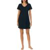 imageNautica Womens Sleep Shirt Dress MidThigh Length Lightweight Pajama Top Cotton Knit Jersey VNeck Sleepwear ampamp LoungewearBlack