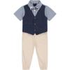 imageNautica babyboys 4piece Suit Set With Dress Shirt Vest Pants and Bow TieKhaki Short Sleeve