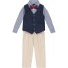 imageNautica babyboys 4piece Suit Set With Dress Shirt Vest Pants and Bow TieKhakiNavyRed