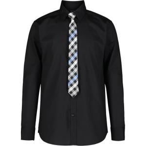imageNautica Boys Long Sleeve ButtonDown Collared Dress Shirt with TieBlack