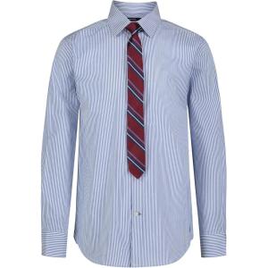 imageNautica Boys Long Sleeve ButtonDown Collared Dress Shirt with TieBlue Stripe