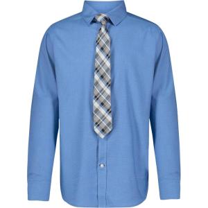 imageNautica Boys Long Sleeve ButtonDown Collared Dress Shirt with TieDragonfly Blue