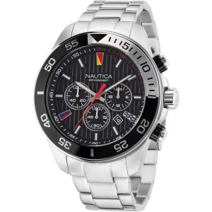 imageNautica Mens NAPNOS306 One Recycled 85 Stainless Steel Bracelet ampamp Black Silicone Strap Watch