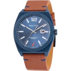 imageNautica Mens NAPPBS303 Pacific Beach Brown Apple Grain Leather Strap Watch