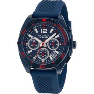 imageNautica Mens NAPTCS303 Tin Can Bay Blue Silicone Strap Watch