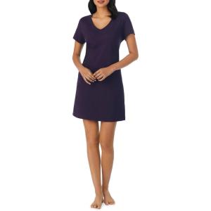 imageNautica Womens Sleep Shirt Dress MidThigh Length Lightweight Pajama Top Cotton Knit Jersey VNeck Sleepwear ampamp LoungewearEggplant