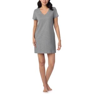 imageNautica Womens Sleep Shirt Dress MidThigh Length Lightweight Pajama Top Cotton Knit Jersey VNeck Sleepwear ampamp LoungewearHeather Grey