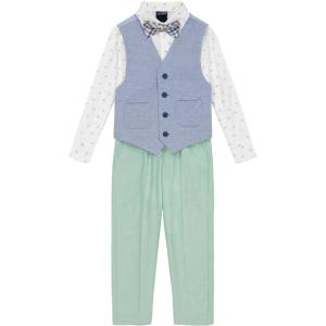 imageNautica boys 4 piece Formal Suit Set Vest Pants Collared Dress Shirt and TieAcademy Blue