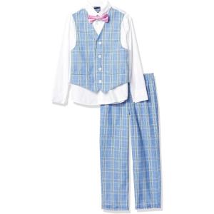 imageNautica boys 4 piece Formal Suit Set Vest Pants Collared Dress Shirt and TieBlue Jean