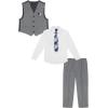 imageNautica Baby Boys 4Piece Suit Set with Dress Shirt Vest Pants and TieLight Grey Deco Sharkskin