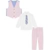 imageNautica Baby Boys 4Piece Suit Set with Dress Shirt Vest Pants and TiePink Seersucker