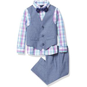 imageNautica Baby Boys 4Piece Suit Set with Dress Shirt Vest Pants and TieBaltic Dusk