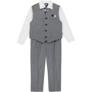imageNautica Baby Boys 4Piece Suit Set with Dress Shirt Vest Pants and TieLight Grey Deco Sharkskin