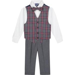 imageNautica Baby Boys 4Piece Suit Set with Dress Shirt Vest Pants and TieRoasted Rouge