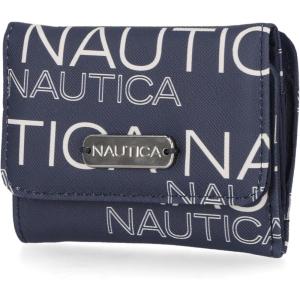 imageNautica Rowers End Small Wallet for Women RFID Blocking Slim Credit Card Holder with Zipper Coin Pocket Bifold Compact Wallet with ID Window in AmericanaWave Dreamer IndigoChalk