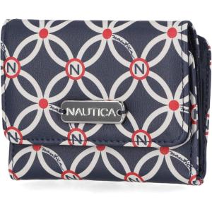 imageNautica Rowers End Small Wallet for Women RFID Blocking Slim Credit Card Holder with Zipper Coin Pocket Bifold Compact Wallet with ID Window in AmericanaAmericana
