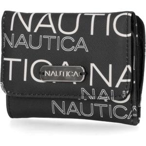 imageNautica Rowers End Small Wallet for Women RFID Blocking Slim Credit Card Holder with Zipper Coin Pocket Bifold Compact Wallet with ID Window in AmericanaWave Dreamer BlackChalk