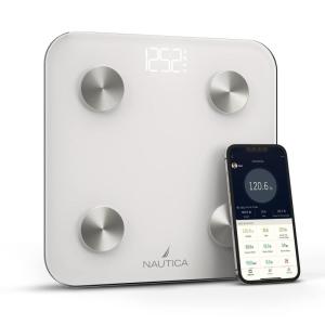 imageNautica Body Tracker Digital Bathroom Scale BluetoothEnabled Smart Scale with BMI Body Fat Muscle Mass Tracking ampamp More Syncs with Smartphone App for Body Composition Tracking 396 LbsWhite