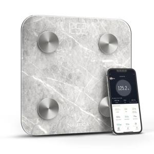 imageNautica Body Tracker Digital Bathroom Scale BluetoothEnabled Smart Scale with BMI Body Fat Muscle Mass Tracking ampamp More Syncs with Smartphone App for Body Composition Tracking 396 LbsTravertine Stone