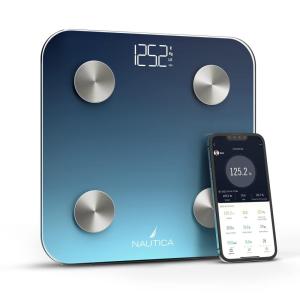 imageNautica Body Tracker Digital Bathroom Scale BluetoothEnabled Smart Scale with BMI Body Fat Muscle Mass Tracking ampamp More Syncs with Smartphone App for Body Composition Tracking 396 LbsNavy Blue