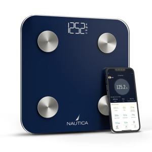 imageNautica Body Tracker Digital Bathroom Scale BluetoothEnabled Smart Scale with BMI Body Fat Muscle Mass Tracking ampamp More Syncs with Smartphone App for Body Composition Tracking 396 LbsNavy