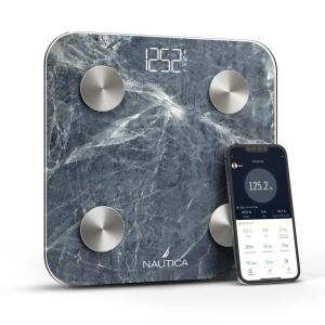 imageNautica Body Tracker Digital Bathroom Scale BluetoothEnabled Smart Scale with BMI Body Fat Muscle Mass Tracking ampamp More Syncs with Smartphone App for Body Composition Tracking 396 LbsAqua Stone