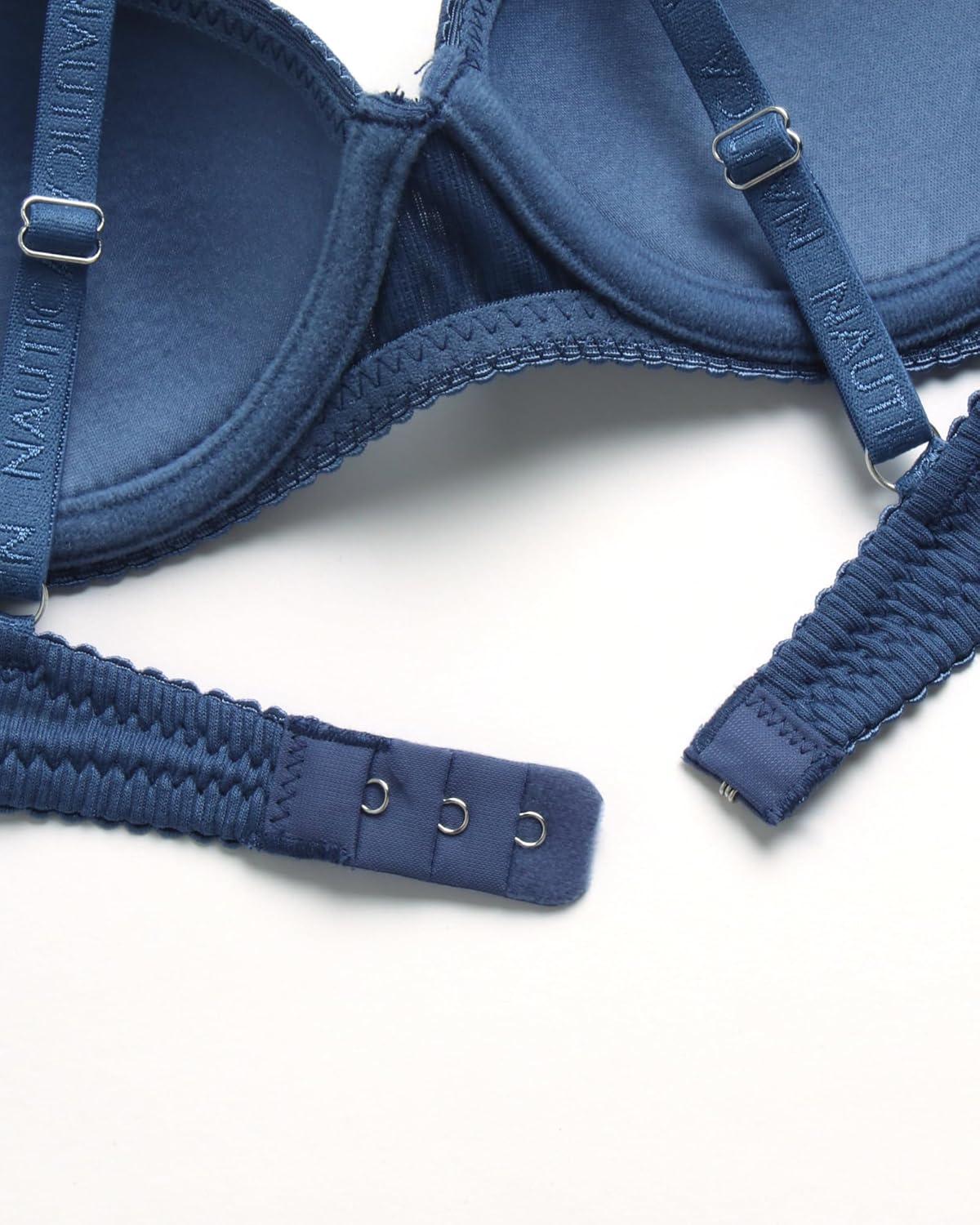 imageNautica Girls Training Bra  2 Pack3 Pack ACup Ribbed Molded Starter Bras for Teens with Adjustable Strap Sizes 30A36AMedium Grey HeatherVintage Indigo 2pk Molded Rib