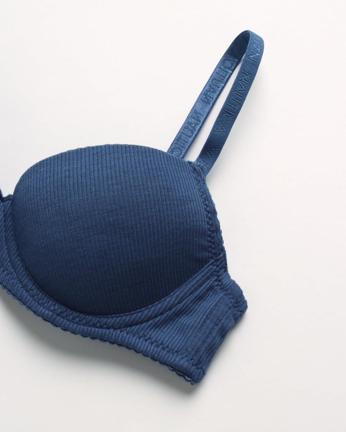 imageNautica Girls Training Bra  4 Pack6 Pack ACup Ribbed Molded Starter Bras for Teens with Adjustable Strap Sizes 30A36AMedium Grey HeatherVintage Indigo 4pk Molded Rib