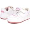 imageNautica Kids Girls Sneakers with Adjustable Strap and Bungee Straps  Comfortable Casual Shoes ToddlerLittle KidWhite Pearl Pink Metallic