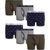 imageNautica Boys Boxer Briefs 36 Pack Comfort Stretch Cotton Kids Underwear Boxers for Boys with Contour Pouch Sizes 618Logo FlagsHeather GreyGreen6pk