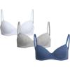 Light Grey Heather/White/Indigo Heather- 3pk Molded Rib