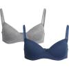 imageNautica Girls Training Bra  2 Pack3 Pack ACup Ribbed Molded Starter Bras for Teens with Adjustable Strap Sizes 30A36AMedium Grey HeatherVintage Indigo 2pk Molded Rib