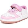 imageNautica Kids Girls Sneakers with Adjustable Strap and Bungee Straps  Comfortable Casual Shoes ToddlerLittle KidWhite Light Pink Iridescent