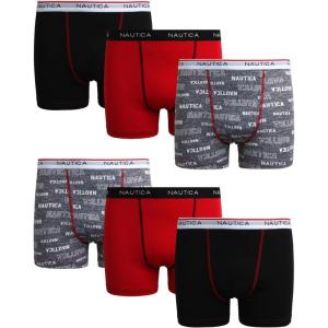 imageNautica Boys Stretch Performance Boxer Briefs 36 Pack  Breathable Underwear for Boys 618Block LogoBarbados CherryBlack6pk