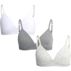 imageNautica Girls Training Bra  2 Pack3 Pack ACup Ribbed Molded Starter Bras for Teens with Adjustable Strap Sizes 30A36ALight Bleach HeatherWhiteMedium Grey Heather 3pk Molded