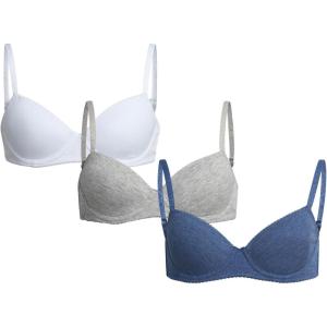 imageNautica Girls Training Bra  2 Pack3 Pack ACup Ribbed Molded Starter Bras for Teens with Adjustable Strap Sizes 30A36ALight Grey HeatherWhiteIndigo Heather 3pk Molded Rib